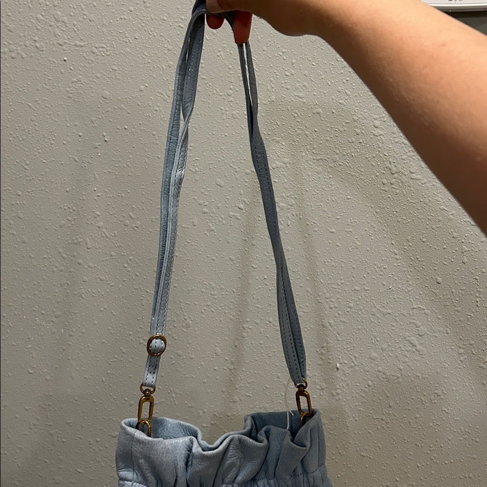 HOBO Prose Powder Blue Leather Drawstring Crossbody - Picture 3 of 11